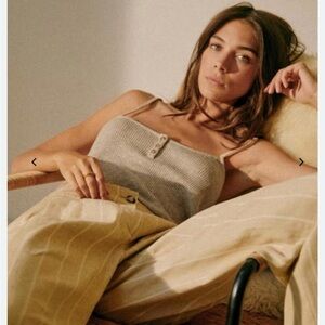 Sézane Lisea Top in Marled Brown. Size M